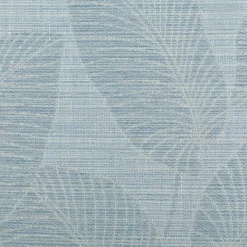 Gardinenstoff Dekostoff halbtransparent Jacquard-Streifen Blätter hellblau 1,50m Breite