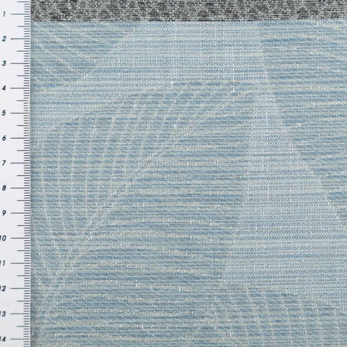 Gardinenstoff Dekostoff halbtransparent Jacquard-Streifen Blätter hellblau 1,50m Breite