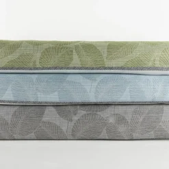 Gardinenstoff Dekostoff halbtransparent Jacquard-Streifen Blätter weiß taupe 1,50m Breite
