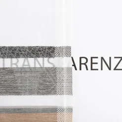 Gardinenstoff Dekostoff halbtransparent Jacquard-Streifen Blätter weiß taupe 1,50m Breite