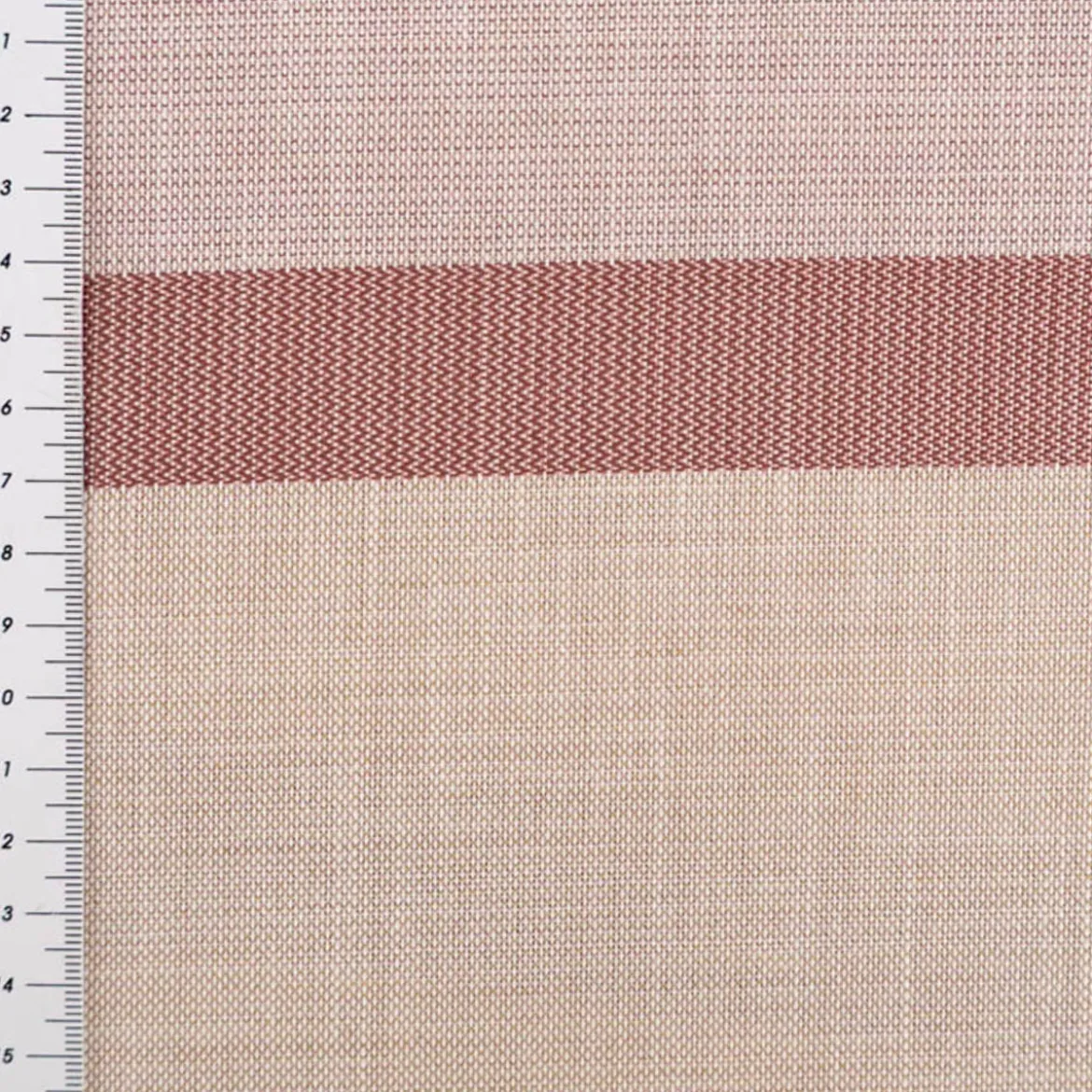 Gardinenstoff Dekostoff halbtransparent Jacquard-Streifen beige beere 1,40m Breite