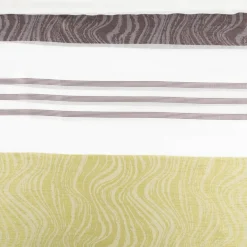 Gardinenstoff Dekostoff halbtransparent Jacquard-Streifen Wellen weiß grün 1,50m Breite