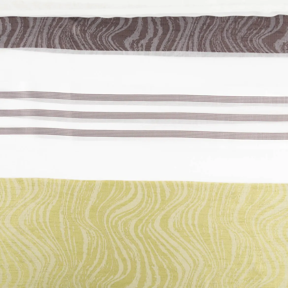 Gardinenstoff Dekostoff halbtransparent Jacquard-Streifen Wellen weiß grün 1,50m Breite