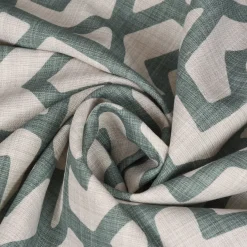 Gardinenstoff Dekostoff Jacquard Digitaldruck Linien Grafik beige blau 1,4m Breite