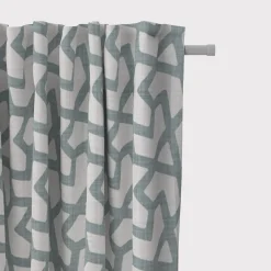 Gardinenstoff Dekostoff Jacquard Digitaldruck Linien Grafik beige blau 1,4m Breite