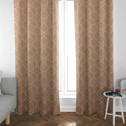 Gardinenstoff Dekostoff Jacquard Digitaldruck Geometrie Sechseck gelb beige 1,4m Breite