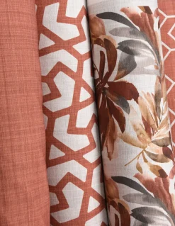 Gardinenstoff Dekostoff Jacquard Digitaldruck uni terracotta meliert 1,4m Breite