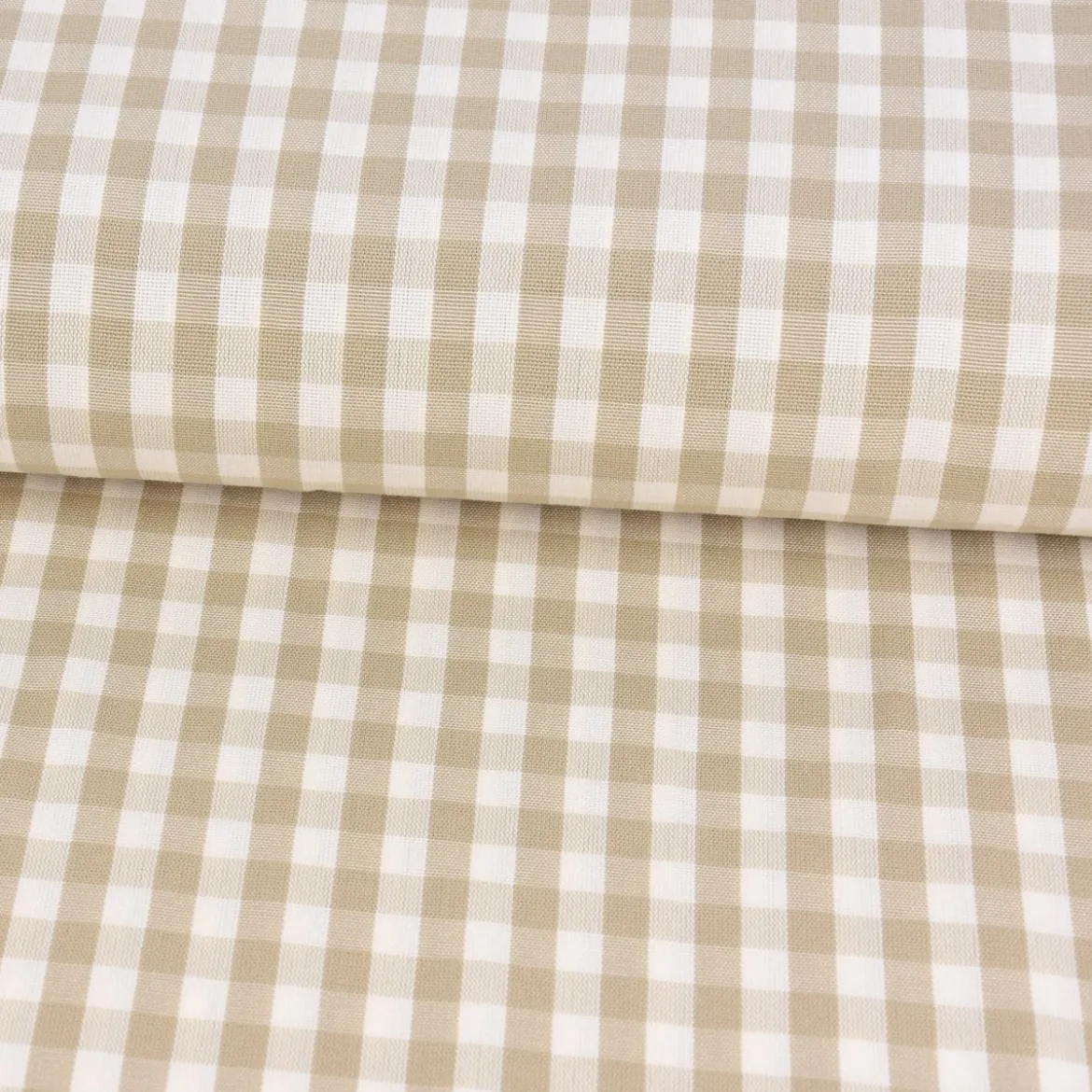 Gardinenstoff Dekostoff Landhausstoff weiß beige kariert 1,60m Breite