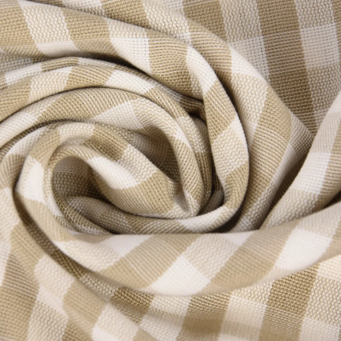 Gardinenstoff Dekostoff Landhausstoff weiß beige kariert 1,60m Breite