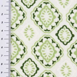 Gardinenstoff Dekostoff Landhausstoff Ornamente weiß grün 1,60m Breite