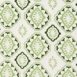 Gardinenstoff Dekostoff Landhausstoff Ornamente weiß grün 1,60m Breite