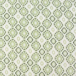 Gardinenstoff Dekostoff Landhausstoff Ornamente weiß grün 1,60m Breite