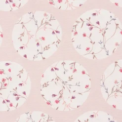 Gardinenstoff Dekostoff Landhausstoff Blümchen Kreise Pastell rosa 1,65m Breite