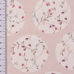 Gardinenstoff Dekostoff Landhausstoff Blümchen Kreise Pastell rosa 1,65m Breite