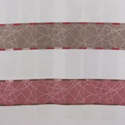 Gardinenstoff Dekostoff Leinenoptik weiß halbtransparent Jacquard Querstreifen braun beere silberlurex 150cm breit