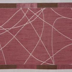 Gardinenstoff Dekostoff Leinenoptik weiß halbtransparent Jacquard Querstreifen braun beere silberlurex 150cm breit