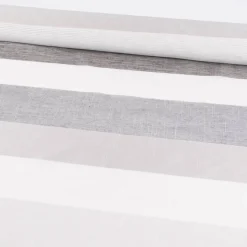 Gardinenstoff Dekostoff Leinenoptik Querstreifen halbtransparent grau 1,5m Breite