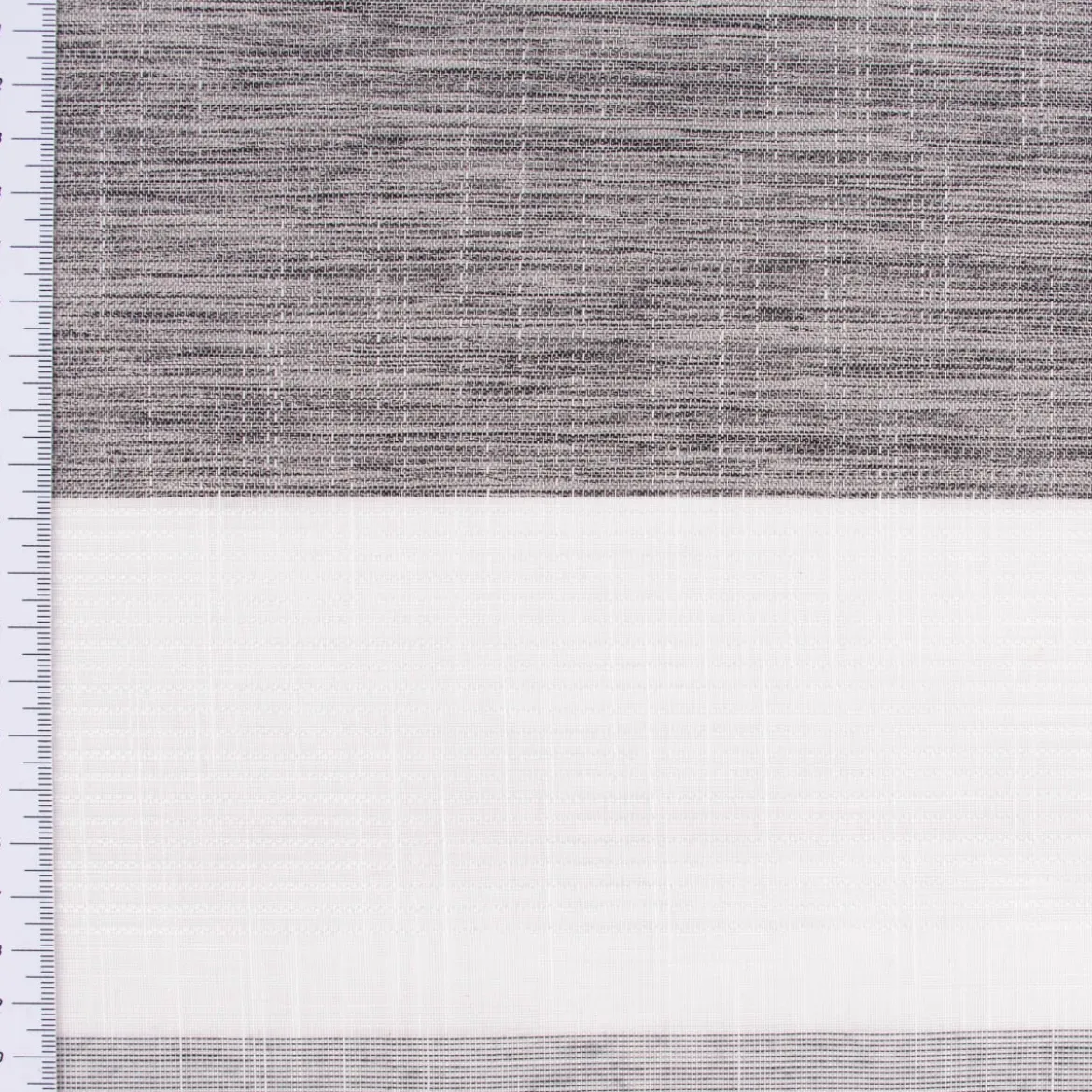 Gardinenstoff Dekostoff Leinenoptik Querstreifen halbtransparent grau 1,5m Breite