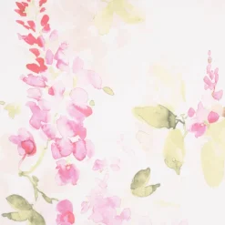 Gardinenstoff Dekostoff Leinenstruktur halbtransparent Aquarell Blumen weiß rosa grün 1,45m Breite
