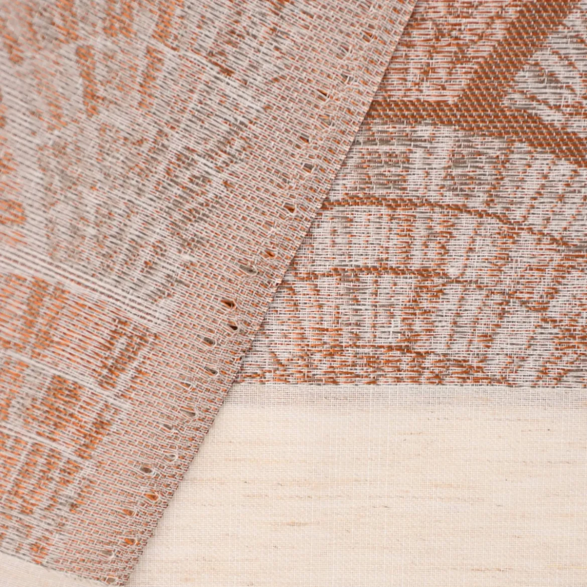 Gardinenstoff Dekostoff Leinenoptik Streifen Fächer terracotta weiß 1,50m Breite