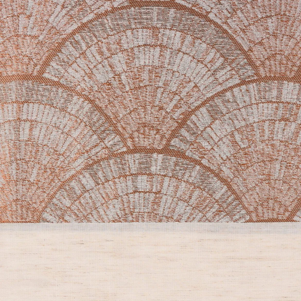 Gardinenstoff Dekostoff Leinenoptik Streifen Fächer terracotta weiß 1,50m Breite