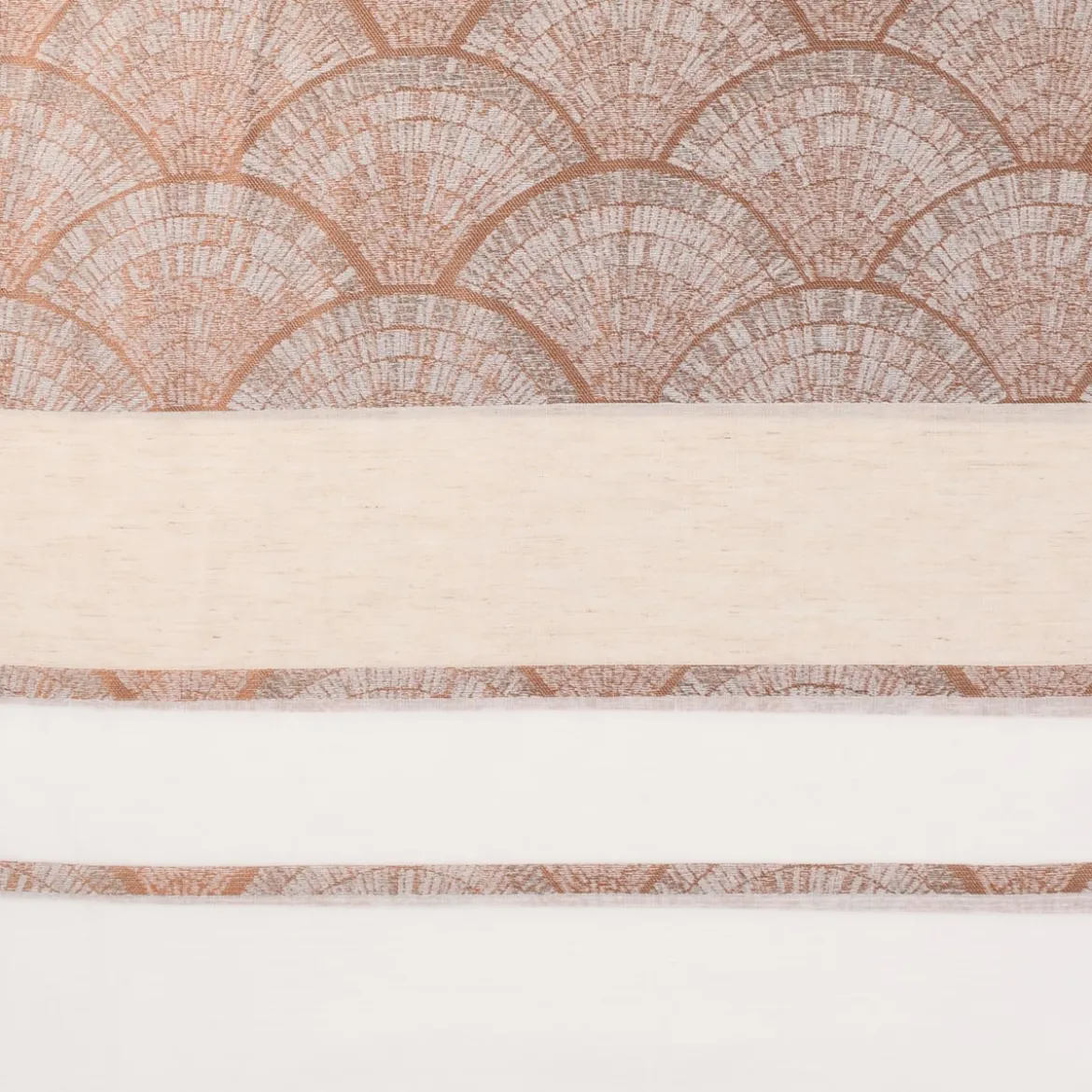 Gardinenstoff Dekostoff Leinenoptik Streifen Fächer terracotta weiß 1,50m Breite