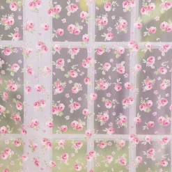 Gardinenstoff Dekostoff Organza Pfingstrosen klein weiß rosa grün 2,8m Höhe