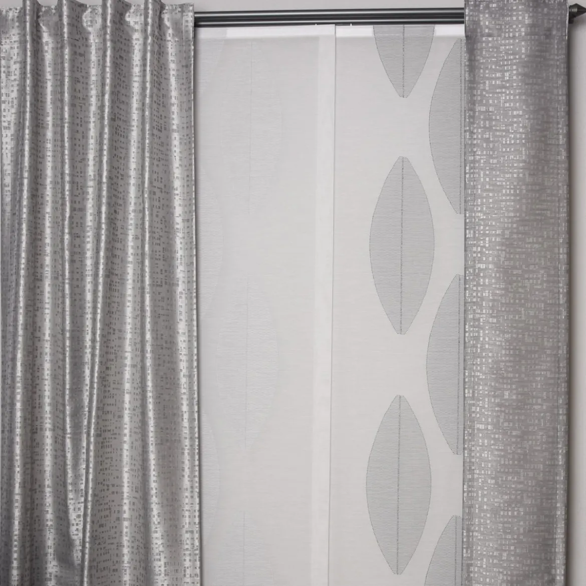 Gardinenstoff Dekostoff PICCO Würfel Viereck grau silber 1,52m Breite