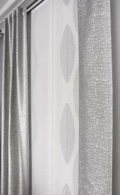 Gardinenstoff Dekostoff PICCO Würfel Viereck grau silber 1,52m Breite