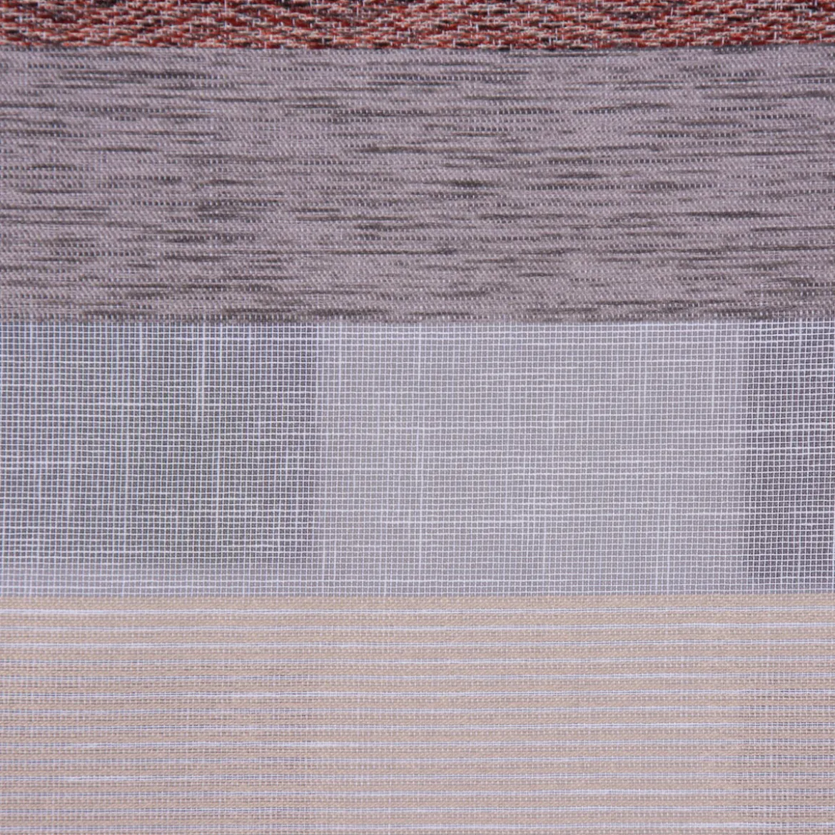 Gardinenstoff Dekostoff Querstreifen Leinenoptik meliert grau beige rotbraun 1,50m Breite