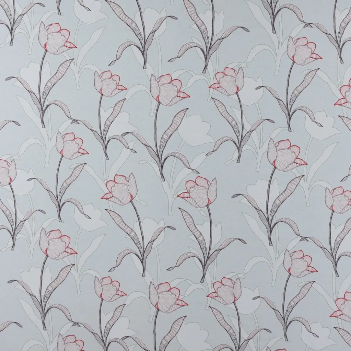 Gardinenstoff Dekostoff Tulpen mint 1,40m Breite