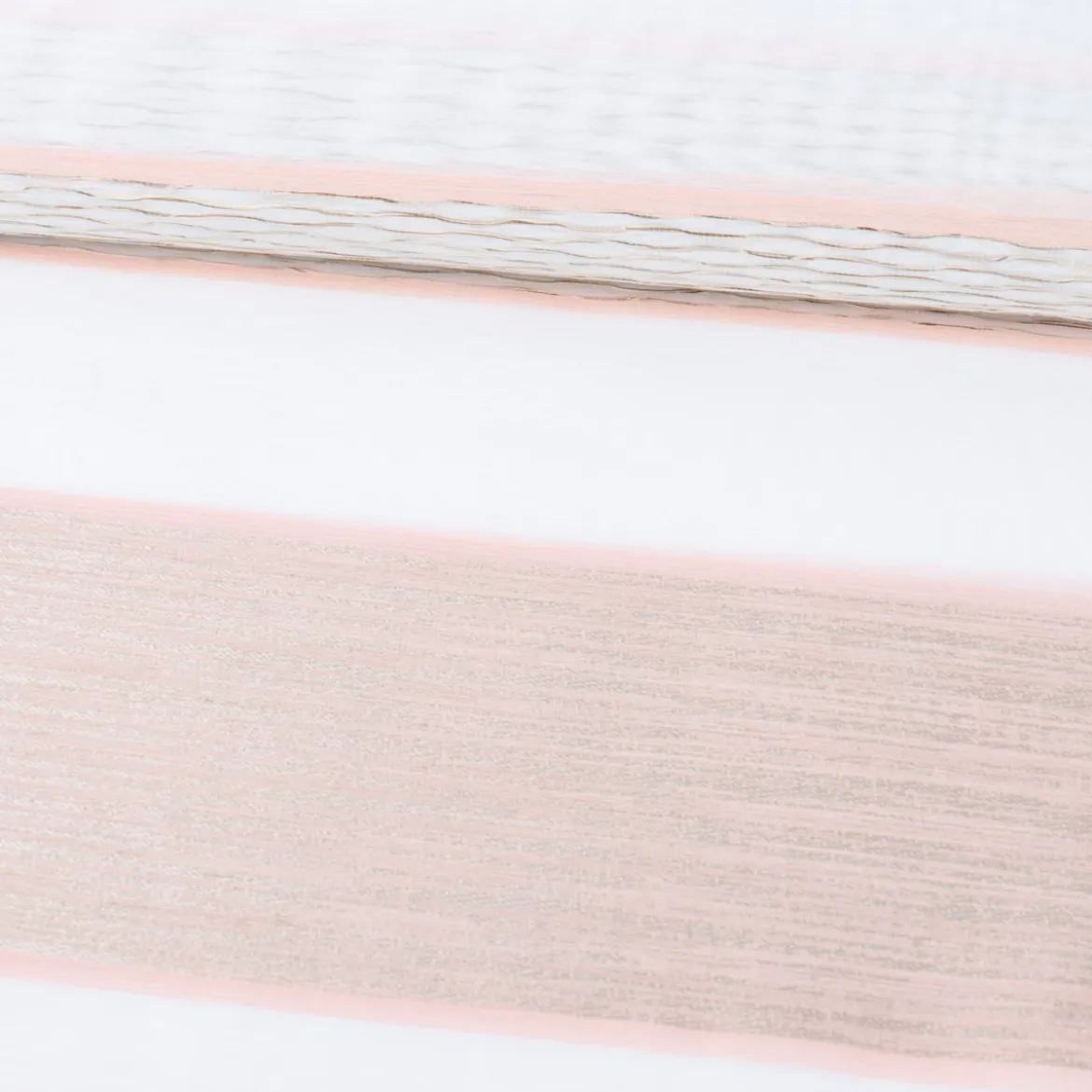 Gardinenstoff Dekostoff Voile Streifen grob Glanz creme beige rosé gold 1,4m Breite