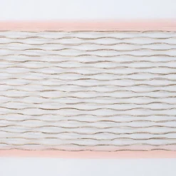 Gardinenstoff Dekostoff Voile Streifen grob Glanz creme beige rosé gold 1,4m Breite