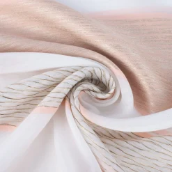 Gardinenstoff Dekostoff Voile Streifen grob Glanz creme beige rosé gold 1,4m Breite