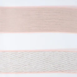 Gardinenstoff Dekostoff Voile Streifen grob Glanz creme beige rosé gold 1,4m Breite