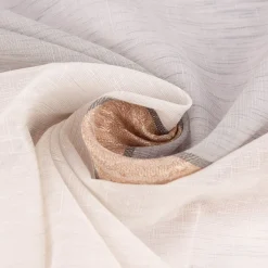 Gardinenstoff Dekostoff Voile halbtransparent Streifen beige braun grau 1,50m Breite