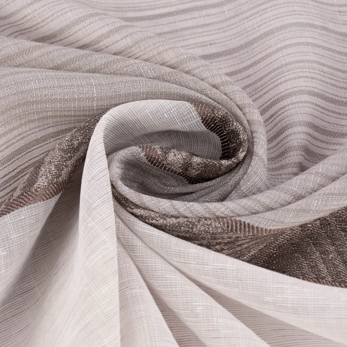 Gardinenstoff Dekostoff Voile halbtransparent Streifen grau 1,50m Breite