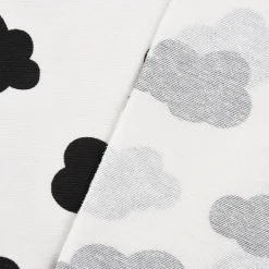 Gardinenstoff Dekostoff Wolken weiß schwarz 1,4m Breite