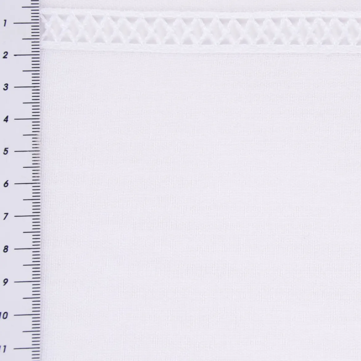 Gardinenstoff Gardinenstores Batistoptik mit doppeltem Abschluss und Häkelborte weiß 280cm