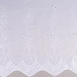 Gardinenstoff Gardinenstores Stickerei Voile Blätter Bordüre raumhoch weiß 280cm
