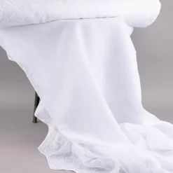 Gardinenstoff Gardinenstores Stickerei Voile Blätter Bordüre raumhoch weiß 280cm