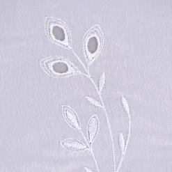 Gardinenstoff Gardinenstores Stickerei Voile Blätter Bordüre raumhoch weiß 280cm