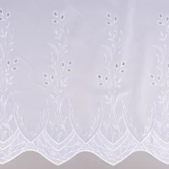 Gardinenstoff Gardinenstores Stickerei Voile Blätter Bordüre weiß 175cm