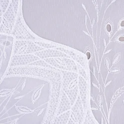 Gardinenstoff Gardinenstores Stickerei Voile Blätter Bordüre weiß 175cm