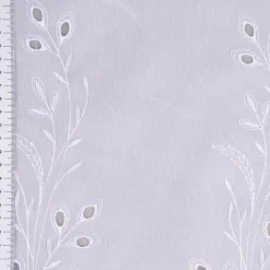 Gardinenstoff Gardinenstores Stickerei Voile Blätter Bordüre weiß 175cm