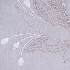 Gardinenstoff Gardinenstores Stickerei Voile Blätter Blüten raumhoch weiß grau 280cm