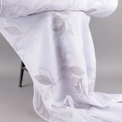 Gardinenstoff Gardinenstores Stickerei Voile Blätter Blüten raumhoch weiß grau 280cm