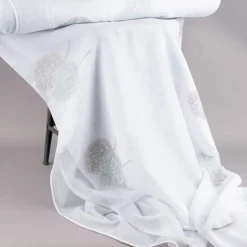Gardinenstoff Gardinenstores Stickerei Voile Blätter Bäumchen raumhoch weiß mint beige 280cm
