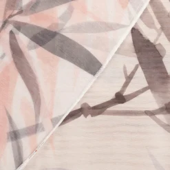 Gardinenstoff Gardinenstores Blätterzweige raumhoch halbtransparent weiß rosa grau 300cm