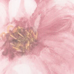 Gardinenstoff halbtransparent Leinenoptik Rosen ecru rosa 1,40m Breite